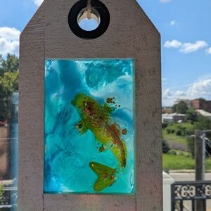 Handcrafted Blue and Green Fish  Sun Catcher